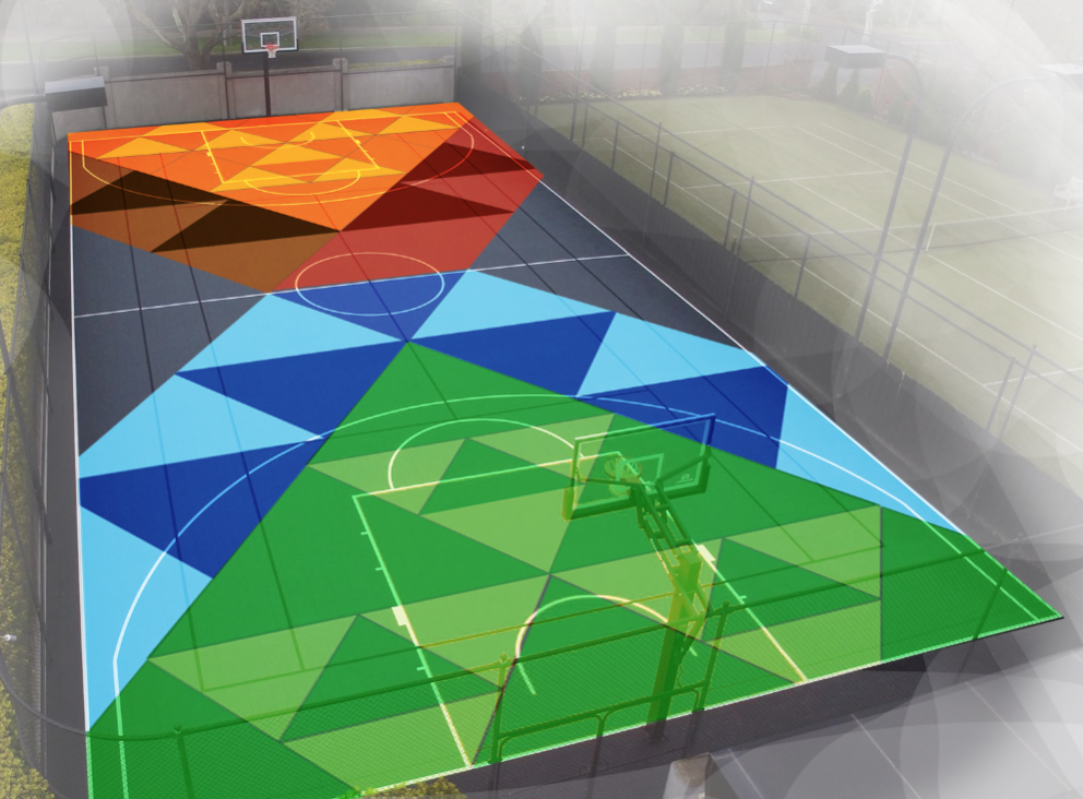 Māori design on artist impression of basketball court